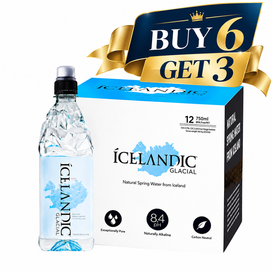 Icelandic Natural Mineral Water 108 X 750 ML - Plastic - Sports Cap -  Expiry by Nov 2026 - Stock Liquidation - Offer Buy 6, Get 3 Free